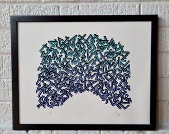 Impresión de linóleo de graffiti abstracto