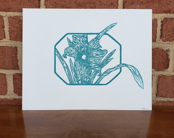 Lily Flower Linocut Estampado