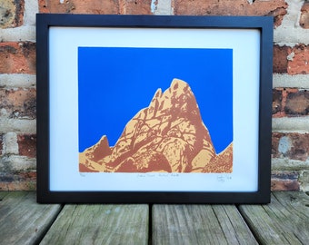 Impresión Linocut inspirada en el Parque Nacional Joshua Tree