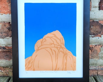 Impresión Linocut inspirada en el Parque Nacional Joshua Tree