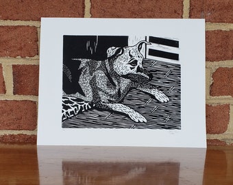 Alemán Pastor Linocut Impresión