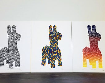Impresión de Linograbado de Piñata