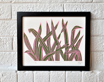 Moisés en la cuna Planta Linograbado