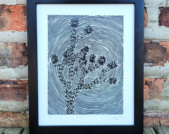 Impresión linograbada del árbol de Joshua