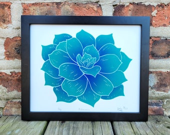 Impresión linograbada suculenta