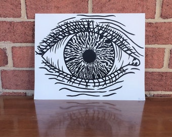 Impresión de Linocut ocular