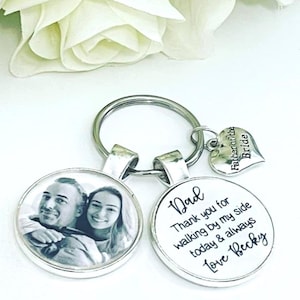 Personalised Father of the Bride Photo Keyring: Wedding Keepsake Gift