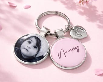 Personalised Nanny Photo Keyring – Gift for Nanny, Mothers day gift, Nanny photo keychain, gift from Grandchildren