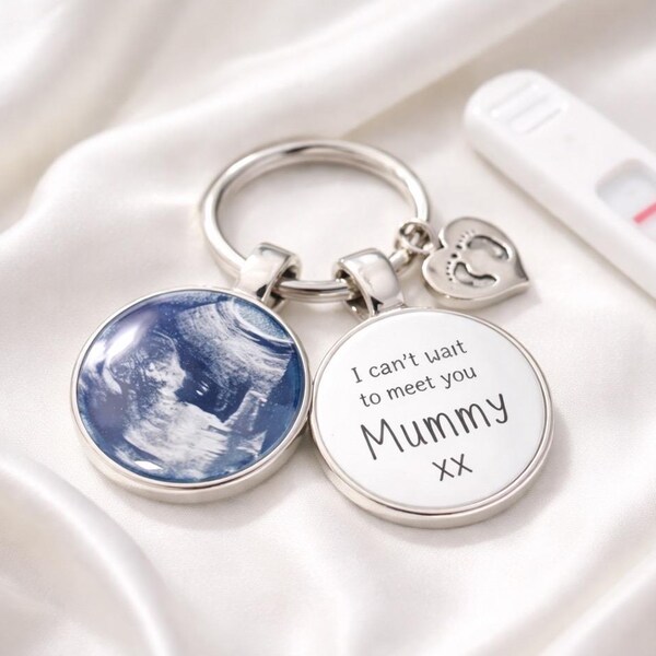 Personalised Baby Scan Photo Keyring: Mummy To Be Gift, sonograph gift, Mothers day gift, pregnancy scan photo, first baby scan gift