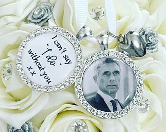 Wedding Bouquet Memory Photo Charm -  I can't say I do without you - Diamante Charm - Bridal bouquet charm - Memorial