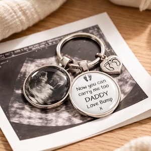 Daddy baby scan photo keyring Fathers day gift for expecting Dad Daddy to be scan gift gift from bump keyring now you can carry me too