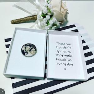 Memorial Groom Photo Pin - Personalised Wedding Boutonniere Charm