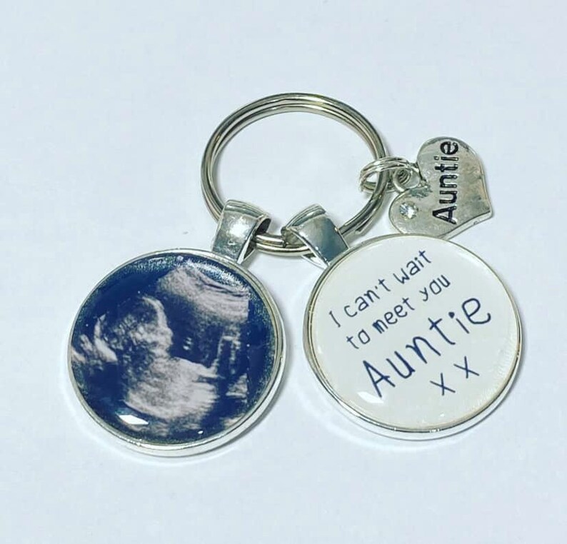 Auntie Baby Scan Personalised Photo Keyring Cant Wait to Meet Etsy UK