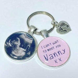 Personalised Baby Scan Photo Keyring: Nanny Gift