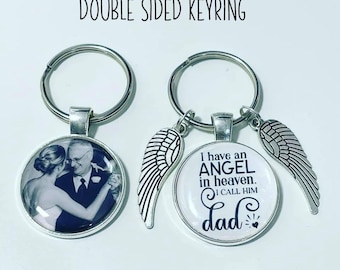 Dad Memorial Photo Keyring: Angel in Heaven Remembrance Gift