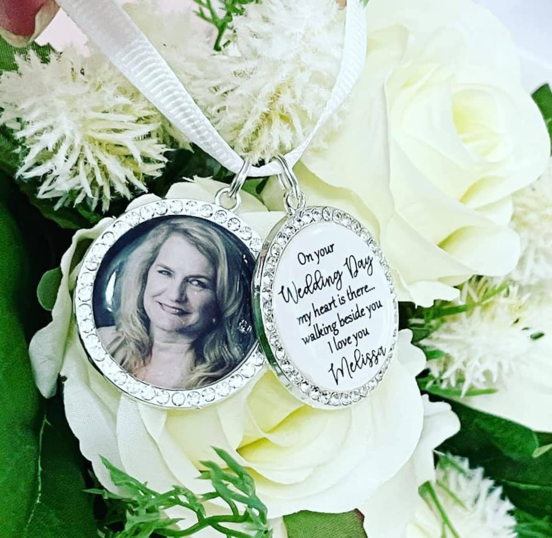 Bouquet Memorial Photo Charm Wedding Bouquet Photo Charm Diamante  Bouquet Charm Lost Loved One Passed Away Bereavement Gift for Bride 