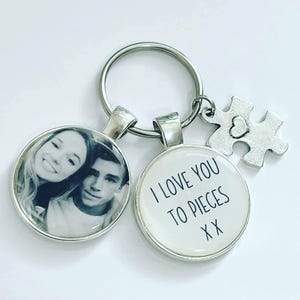 Personalized Photo Keyring: I Love You to Pieces Gift