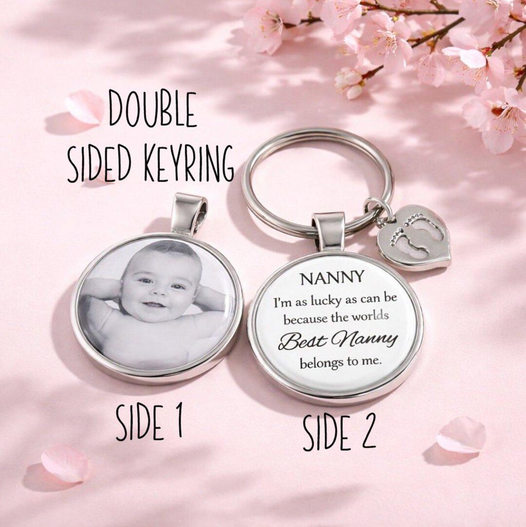Key Rings Nanny NANNY Personalised DOUBLE SIDED Photo Keyring - I'm as Lucky as Can Be ...