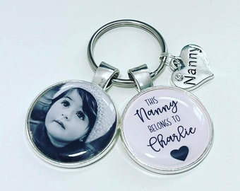 Nanny photo keyring - Nanny personalised photo keyring - This Nanny belongs to - gift from grandson - from granddaughter