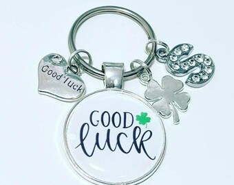 Good Luck Keyring: Personalised Initial, Clover Charm Keepsake