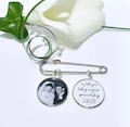 Custom Photo Lapel Pin, Memorial lapel pin,  with you on your special day, kilt pin Funeral photo pin, wedding photo pin  groom memorial