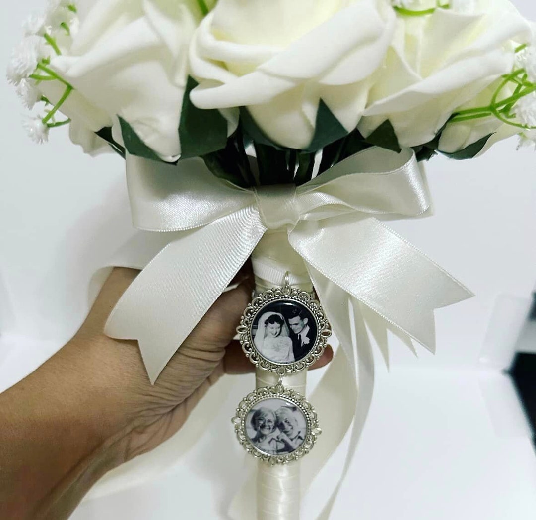 Rectangle Bouquet Photo Charm 14kt Yellow Gold Picture Setting Wedding – Meira T Boutique