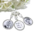 Wedding memorial photo bouquet charm Diamante Memorial Charm Personalised Bride with beads personalised with your photos Walk with me Today