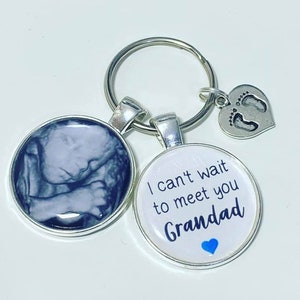 Grandad baby scan photo keyring - I can't wait to meet you Grandad