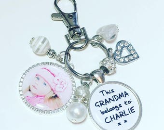 Grandma photo keychain, Grandma photo gift, Gift for Grandma, Grandma photo keyring, This Grandma belongs to, Mothers Day gift