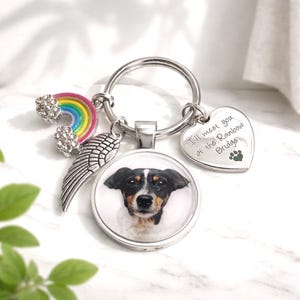Personalised Pet Photo Keyring: Rainbow Bridge Memorial Gift