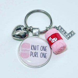 Knitting personalised keyring - Knit one Purl one - gift for Nanny - knitting gift christmas