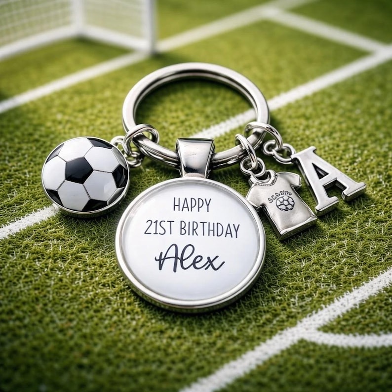 Personalized 21st Birthday Football Keyring: Son, Brother Gift image 14