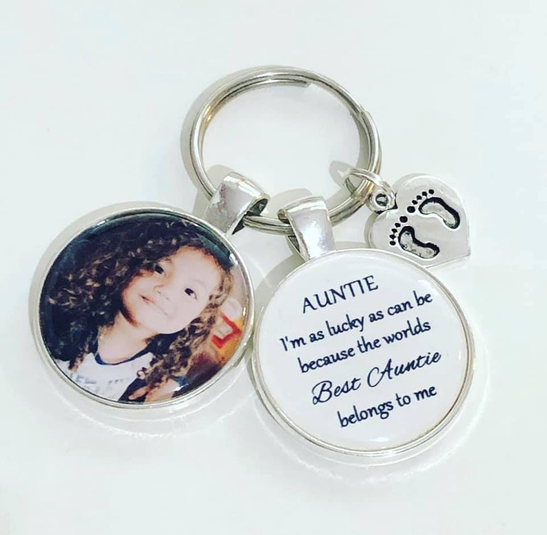 Auntie personalised photo keyring, I'm as lucky as can be becasue the world's best Auntie belongs to me image 2