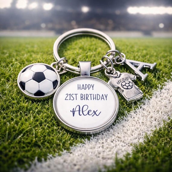 Personalized 21st Birthday Football Keyring: Son, Brother Gift