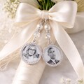 Diamante Wedding Bouquet Photo Memorial Charm: Personalised Bridal Keepsake, Bouquet memory charm, Bridal photo charm, Bride bouquet charm