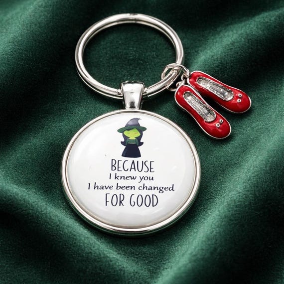 Wicked Musical Keyring, Ruby Slippers Charm (Because I Knew You Quote)
