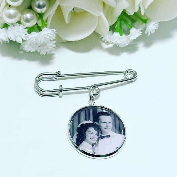 Custom Photo Lapel Pin - Memorial lapel pin -  kilt pin - Funeral photo pin - wedding photo pin - groom memorial photo - custom photo charm