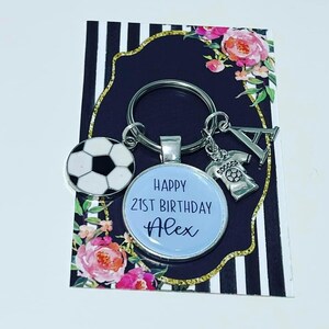 Personalized 21st Birthday Football Keyring: Son, Brother Gift image 9