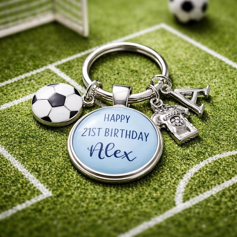Personalized 21st Birthday Football Keyring: Son, Brother Gift image 13