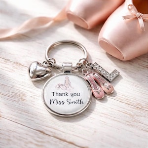 Personalised Dance Teacher Keyring: Ballet Shoes Charm, Thank You Gift