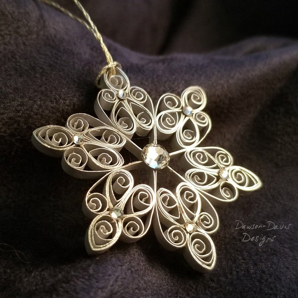 Silver Quilled Snowflake Ornament with Genuine Swarovski Crystals