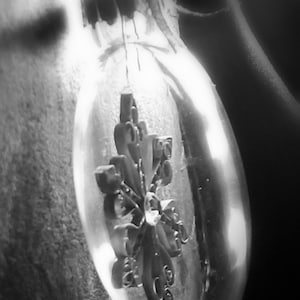 White Quilled Snowflake Hand-made INSIDE a Clear Glass Globe Ornament with German Glass Glitter Hearts & Pearls image 4