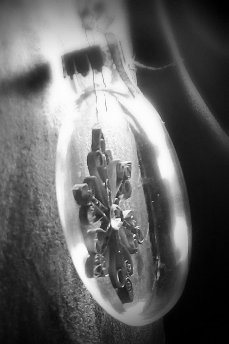 White Quilled Snowflake Hand-made INSIDE a Clear Glass Globe Ornament with German Glass Glitter Hearts & Pearls image 4