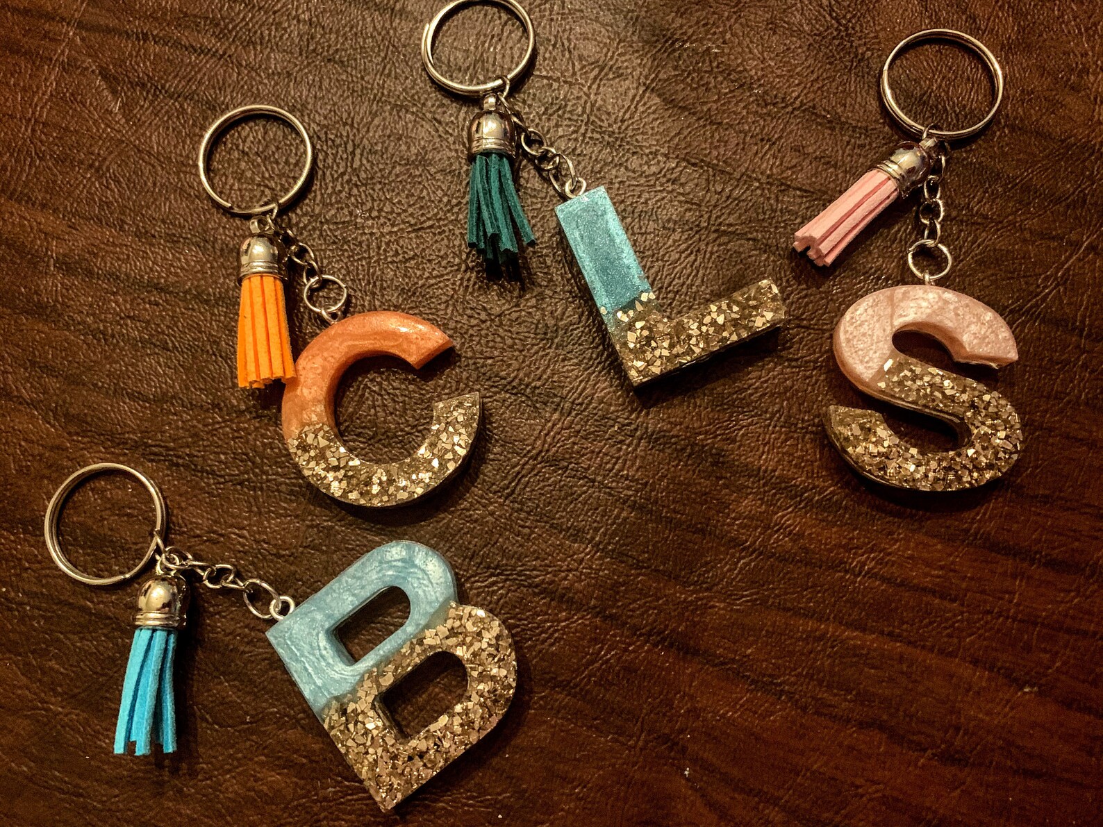 Handmade Resin Letter Keychain with Matching Tassel Etsy