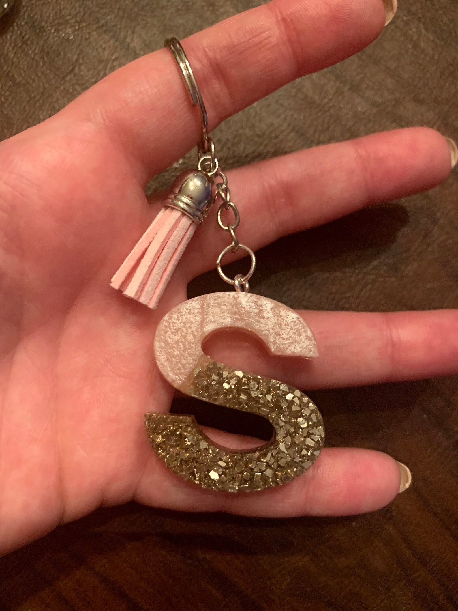 Handmade Resin Letter Keychain with Matching Tassel Etsy