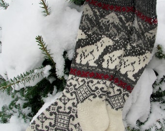 Christmas socks warm socks Wool socks  Christmas present Norwegian pattern knitted socks gift for women gift for men Fair isle pattern