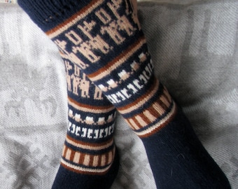 Stricken Sie Männer Socken. Wollsocken norwegischen Socken Socken fair Isle Unisex Socken Weihnachtsgeschenk für Männer. Geschenk für Frau peruanischen Ornament,