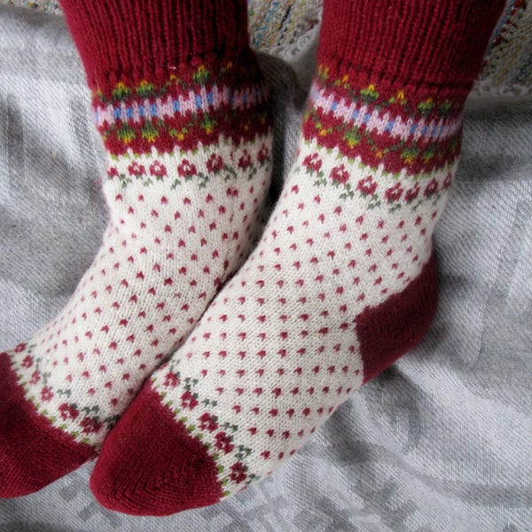 Kerst sokken warme sokken wollen sokken kerst aanwezig Noorse patroon gebreide sokken cadeau voor vrouwen cadeau voor mannen Fair Isle patroon