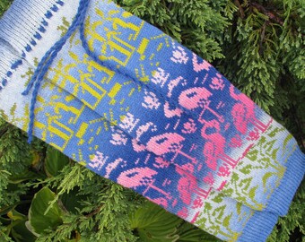 Flamingos leg warmes knit leg warmes leggings gaiters Foot warmers knit socks wool socks Christmas present socks for men socks for women