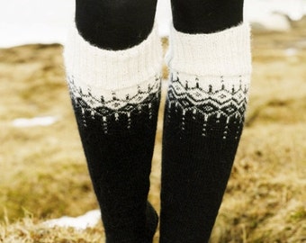 long knit socks Wool socks. Norwegian socks. Christmas socks Winter socks Warm socks gift to man. gift to wo